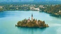 Autumn or fall season in Bled lake Royalty Free Stock Photo