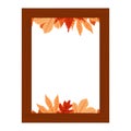 Autumn Fall Season Leaf Greeting Invitation Rectangle Wooden Frame Bouquet