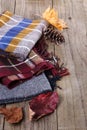 Autumn (fall) still life with scarves Royalty Free Stock Photo