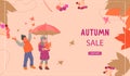 Autumn or fall website banner for shop seasonal sale flat cartoon vector illustration.