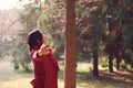 Autumn / fall woman happy in free freedom pose Royalty Free Stock Photo