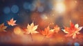 Autumn falling maple leaves in the background with bokeh and sparky Royalty Free Stock Photo