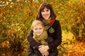 Autumn Family. Loving Mother and Son Royalty Free Stock Photo