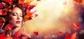 Autumn fantasy girl - Beauty fashion model Royalty Free Stock Photo