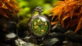 Autumn Fantasy Pocket Watch With Peridot Stone Royalty Free Stock Photo