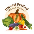 Autumn farmers market banner with vegetables