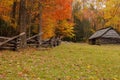 Autumn fence and barn alpha Royalty Free Stock Photo