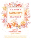 Autumn fermers market banner with leaves and floral elements in fall colors Royalty Free Stock Photo