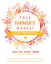 Autumn fermers market banner with leaves and floral elements in fall colors