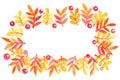 Autumn fern leaf frame watercolor illustration for decoration on Autumn season.