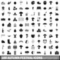 100 autumn festival icons set, simple style