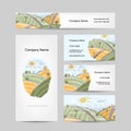 Autumn field sketch, business cards design