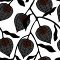 Autumn floral seamless physalis pattern for fabrics and wrapping paper and linens and kids and kitchen and clothes print