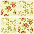 Fall colors stylized floral vector seamless pattern.