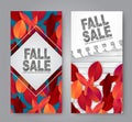 Autumn flyer template with red and orange leaves. Leaflet for fall sale promo design. Vectical banner.