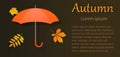 Autumn flyer with umbrella with leaves