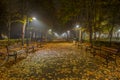 Autumn foggy night in Burgas Royalty Free Stock Photo