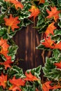 Autumn foilage on a wooden table Royalty Free Stock Photo