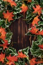 Autumn foilage on a wooden table Royalty Free Stock Photo