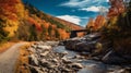 Autumn Foliage: A Majestic Covered Bridge In Vermont Royalty Free Stock Photo