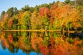 Autumn foliage reflections on a sunny fall day in New England Royalty Free Stock Photo