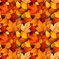 Autumn foliage seamless pattern, watercolor illustration, background Royalty Free Stock Photo