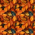 Autumn foliage seamless pattern, watercolor illustration, background Royalty Free Stock Photo