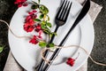 Set of cutlery with autumn decoration Royalty Free Stock Photo