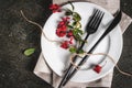 Set of cutlery with autumn decoration Royalty Free Stock Photo