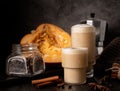 Autumn Pumpkin Spice Latte with Milk and Cream Royalty Free Stock Photo