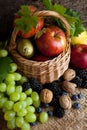 Autumn foods in a basket Royalty Free Stock Photo