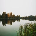 Autumn forest enchants Lake praying water Royalty Free Stock Photo