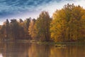 Autumn forest by the lake. Royalty Free Stock Photo