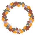 Autumn forest leaves round wreath vector pattern