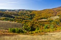 Autumn forest and meadows colors at hills of Zeljin mountain