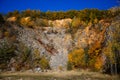 Autumn forest, Mountains on a sunny day, Solvay quarries Solvayovy lomy, Saint John under the Cliff Svaty Jan pod Skalou,