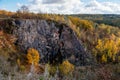 Autumn forest, Mountains on a sunny day, Solvay quarries Solvayovy lomy, Saint John under the Cliff Svaty Jan pod Skalou,