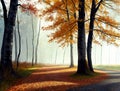 Autumn forest nature, generative ai Royalty Free Stock Photo