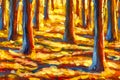 Autumn forest painting