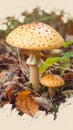 Autumn forest scene Leccinum versipelle mushroom, edible orange birch bolete Royalty Free Stock Photo