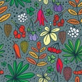 Autumn forest seamless pattern vector.