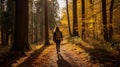 Autumn Forest Trail: A Photorealistic Landscape Of Linda Walking Royalty Free Stock Photo