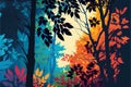 Autumn forest with trees and colorful leaves. EPS 10 vector file included