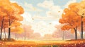 Ethereal Autumn Path Illustration Vibrant Trees In Fall