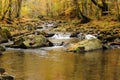 Autumn forest waterfall Royalty Free Stock Photo