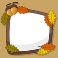 Autumn Frame with Acorn Fruit & Leaves Royalty Free Stock Photo