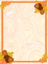 Autumn frame with acorns and oak leaves on a light abstract background for design and decoration