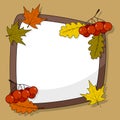 Autumn Frame with Cranberries & Leaves