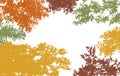 Autumn frame of deciduous branches of trees, silhouette, background. Vector illustration