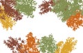 Autumn frame of deciduous branches of trees, silhouette, background. Vector illustration